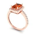 thumbnail image 2 of Clara Pucci 14K Rose Gold Solid Gold Red Halo Anniversary Ring for Women - 1.86 cttw Emerald Cut, 2 of 8