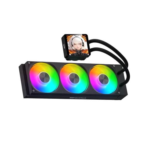 darkFlash DF-DV360M-BK MAX 360mm AIO Liquid CPU Cooler with 3.95" 480x480 LCD, Black