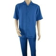 thumbnail image 2 of Men INSERCH 2pc Walking Leisure Suit Shirt Pants Set Short Sleeves 9356 Blue, 2 of 8