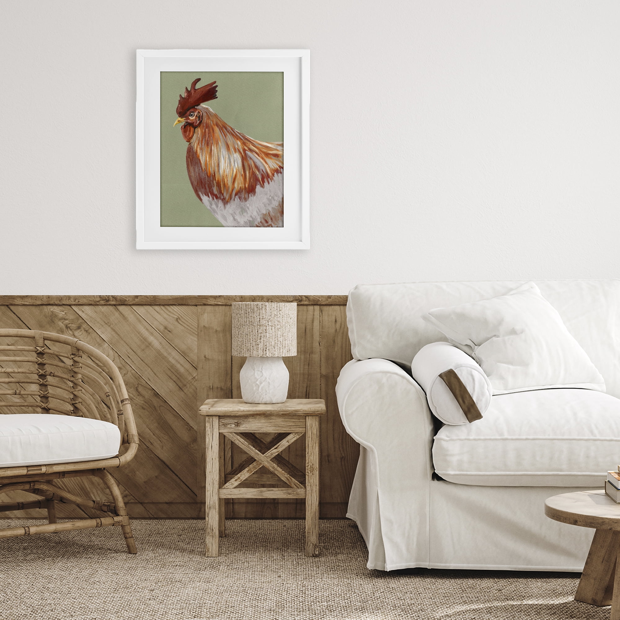 Stupell Industries Gallant Rooster Portrait White Framed Print Under Glass, design by Andy Beauchamp