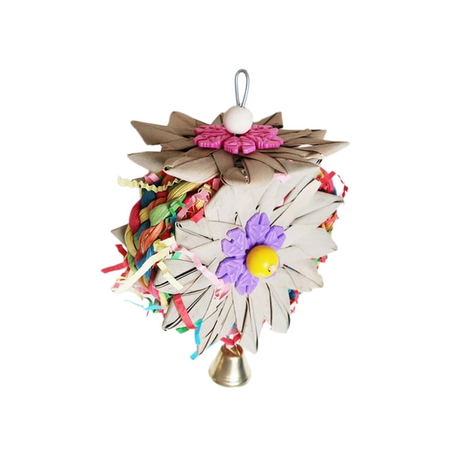 Juguete para loros, jaula de madera para loros, divertido juguete para morder, juguete colgante para masticar pájaros. con campana
