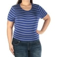 thumbnail image 3 of KENSIE Womens Blue Tie Striped Short Sleeve Jewel Neck Top  Size: XL, 3 of 4