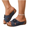 thumbnail image 5 of Bkhluea Women Wedge Slide Sandals Open Toe Flower Decor Slip On Shoes for Summer Daily Walking Casual Outdoor Beach Travel, 5 of 7