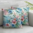 thumbnail image 3 of QZHH  Watercolor Flowers Dragonfly Farmhouse Pillow Cover Decorative Square Throw Pillow Cover for Sofa Couch Decoration, 3 of 5