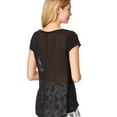 thumbnail image 2 of Aeropostale Womens Sheer Tux Hem Basic T-Shirt, Black, Juniors, X-Small, 2 of 3