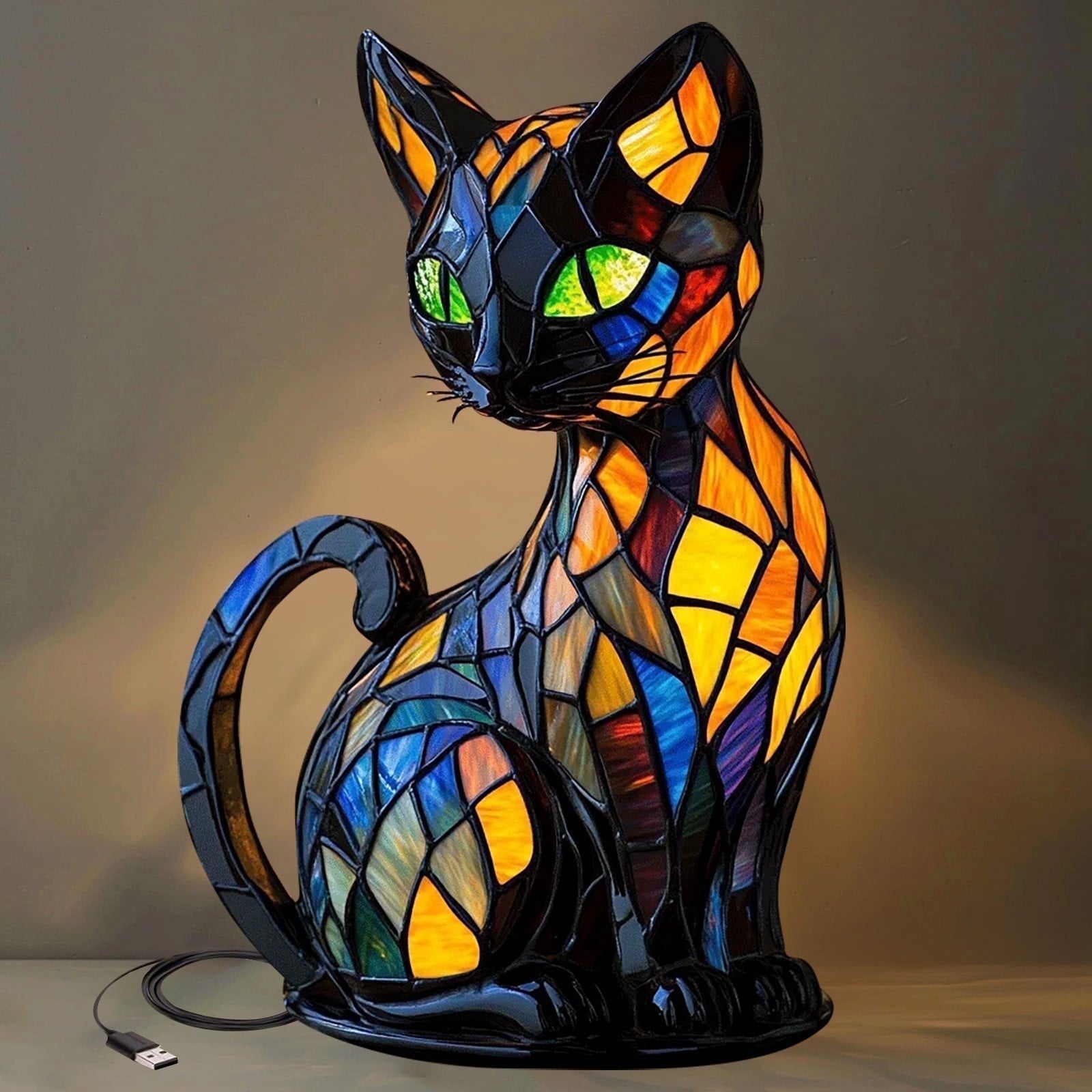 Sale Today Clearance! 2025 New Cat Lamp, Stained Resin Cat Lamp, Lamp, Retro Cats Stained Resin Tabletop Night Light, Fun And Whimsical Design