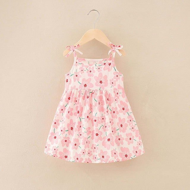 LSLJS Robe d'Été Sans Manches à Bretelles pour Tout-Petites Filles, Imprimé Graphique, Vêtements pour Enfants