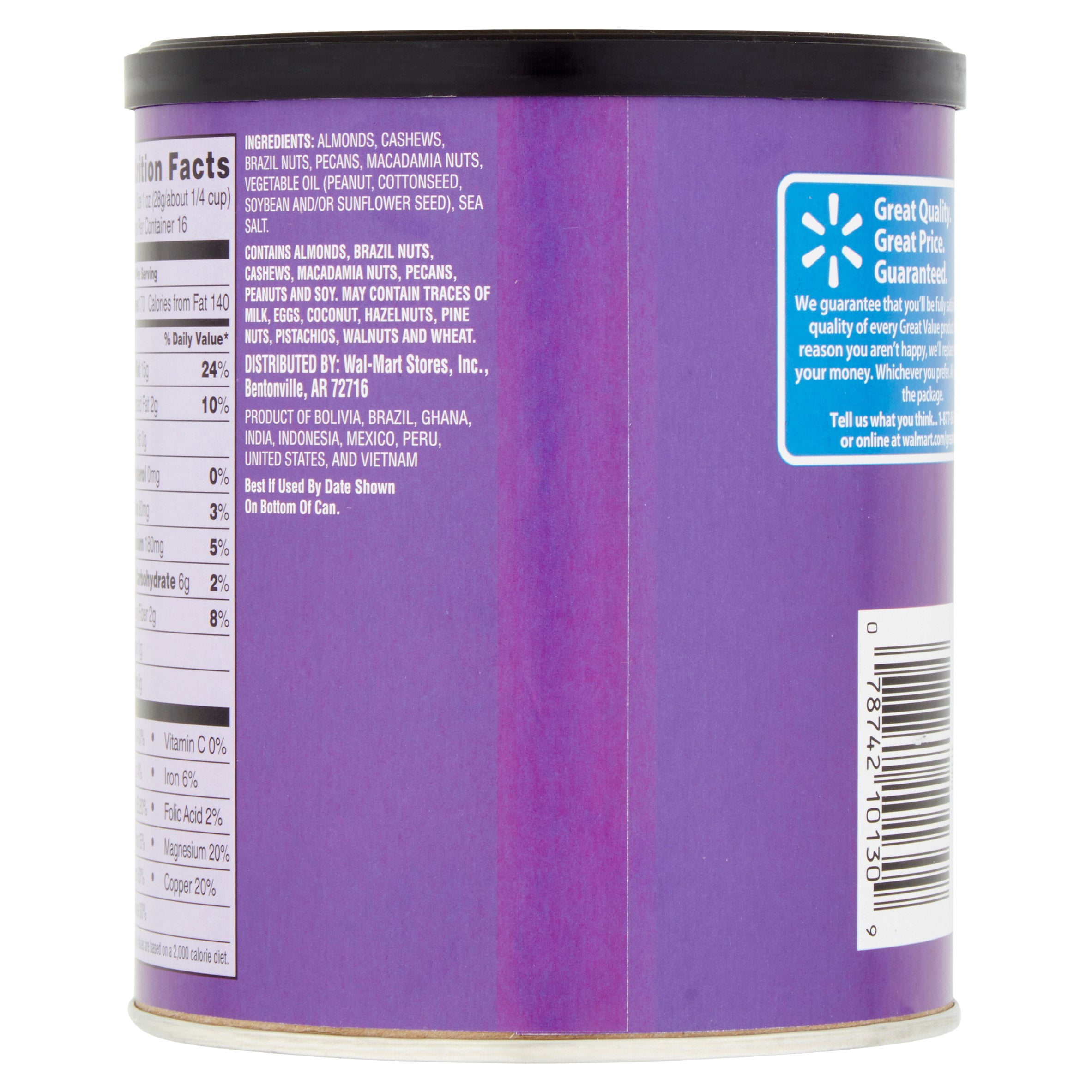Great Value Roasted & Salted Deluxe Mixed Nuts, 16 oz