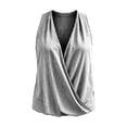 thumbnail image 7 of YYDGH Women's Halter Wrap Front Tank Top Cotton Linen Sleeveless Loose Fit Casual Blouse Cowl Neck Summer Going Out Tank Top Streetwear, 7 of 7
