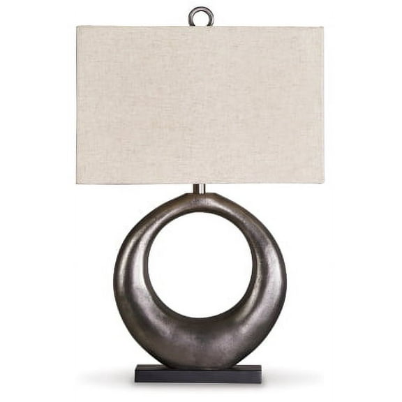 Signature Design by Ashley Contemporary Saria Table Lamp  Antique Silver Finish