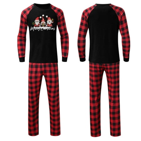 

Pajamas for Women KKCXFJX Parent-child Attire Christmas Suits Patchwork Plaid Printed Homewear Round Neck Long Sleeve Pajamas Two-piece Dad Sets