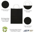 thumbnail image 2 of Jet Paper Bags 50 PCS 8 1/2" x 5" x 10H" CARA Black Kraft Paper Shopping Bags with Twisted Handles, 2 of 9