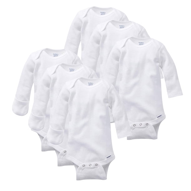 Body unisex Gerber de manga larga para bebés de 0 a 3 meses, paquete de 6 unidades