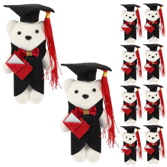 10 unids adorable graduación oso muñecas flor ramo de ramo de oso decoraciones encantadoras de oso decoraciones