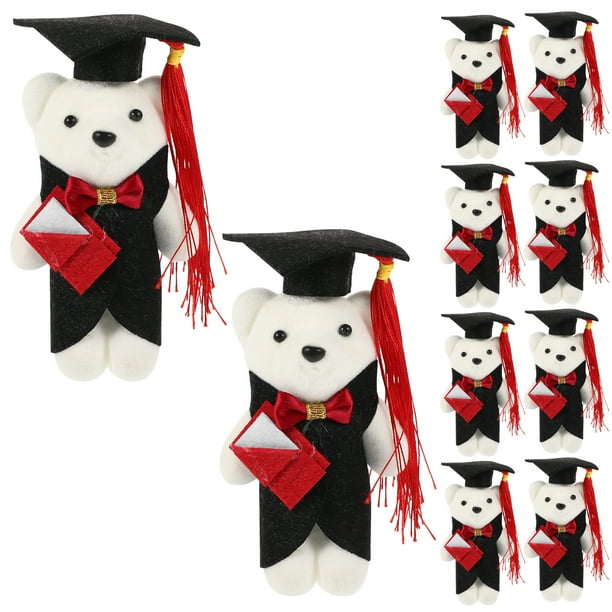 10 unids adorable graduación oso muñecas flor ramo de ramo de oso decoraciones encantadoras de oso decoraciones