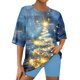 thumbnail image 1 of Puntoco Pijamas para mujer Conjunto de camiseta y pantalones cortos de manga corta con cuello redondo y estampado navideño para mujer Ropa para estar en casa, 1 of 5