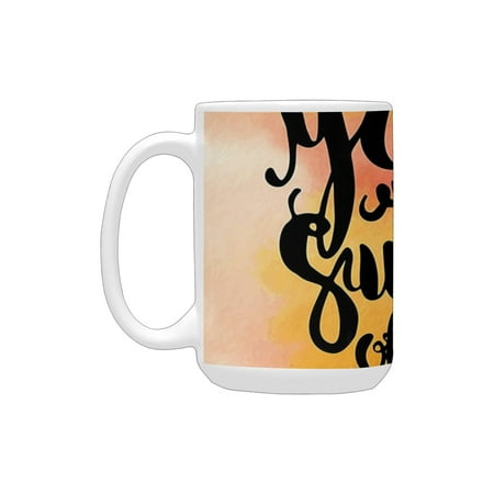 

Quotes Decor Retro Love Spouse Lettering over Psychedelic Hazy Cloud Splashes Image Orange Yellow Ceramic Mug (15 OZ) (Made In USA)