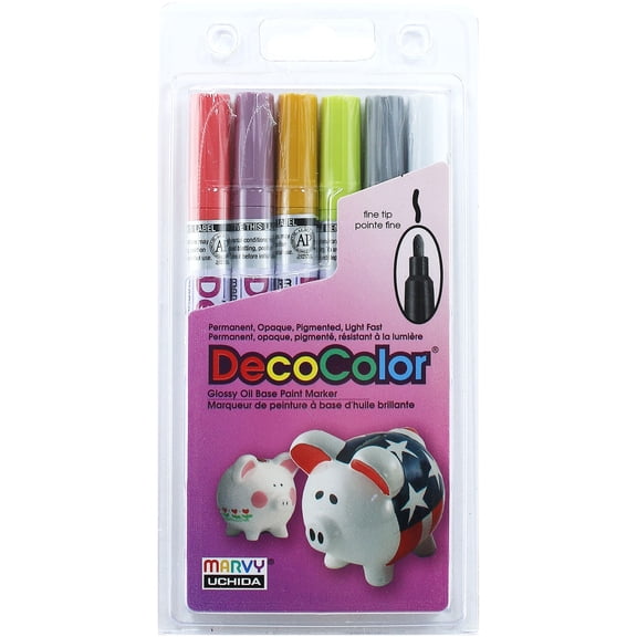 Decocolor Paint Markers- Retro Colors, Set of 6, Fine Tip