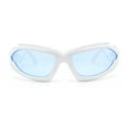 thumbnail image 2 of Mens Unique Elabroate Futuristic Wrap Around Sport Plastic Sunglasses White - Blue, 2 of 4