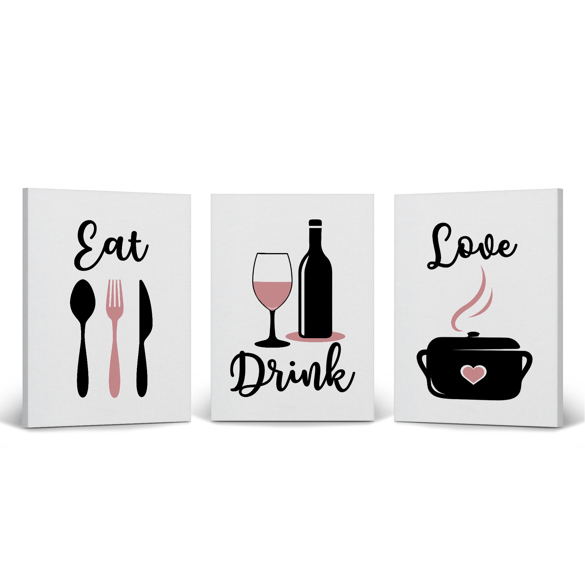 White And Red Kitchen Art Love Wine Canvas Wall Art Picture Print 