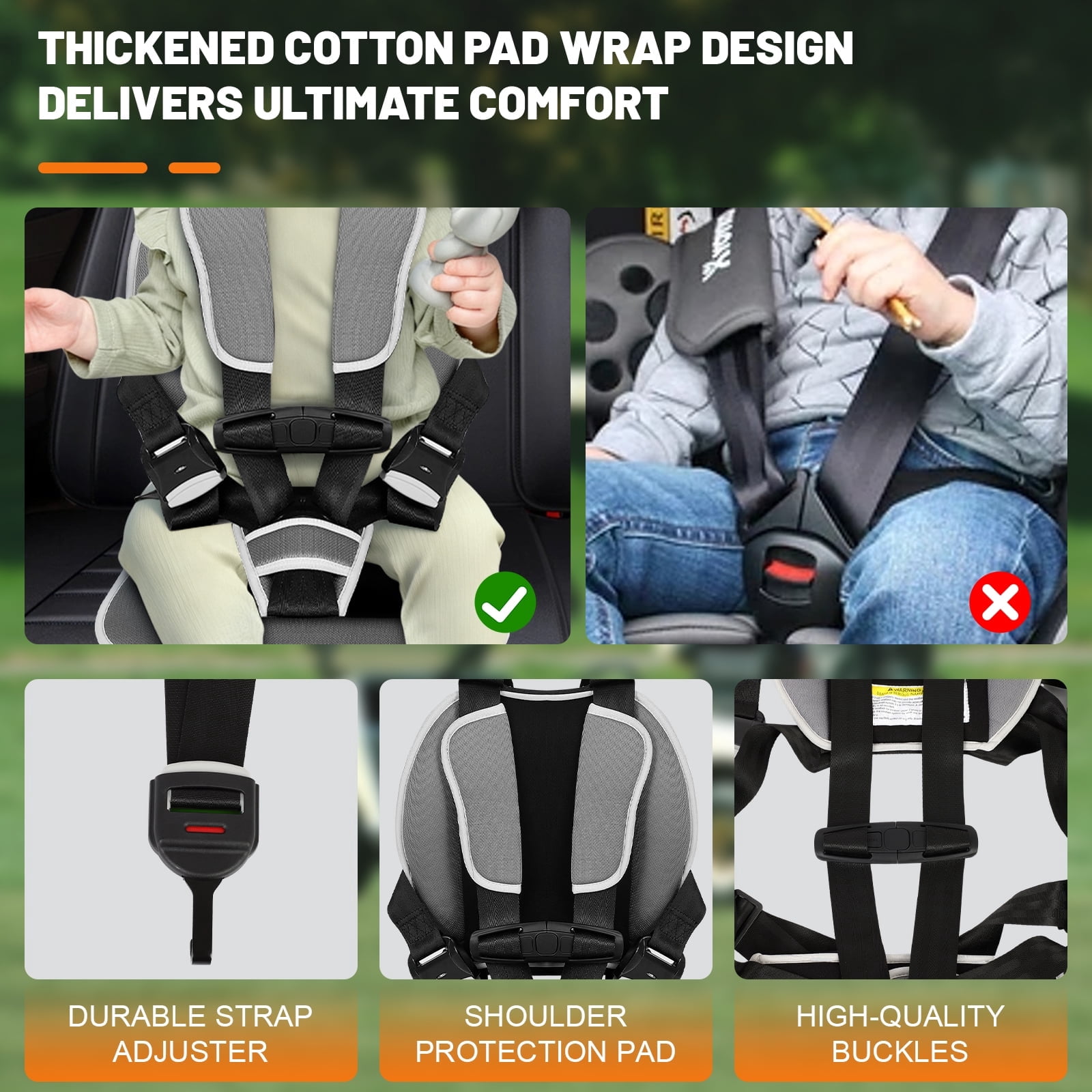 Olenyer Child Positioner for Golf Carts, 5 Point Harness to Secure in Golf Cart, Universal Fit for All Golf Carts Seat