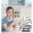 thumbnail image 4 of CoTa Global Ocean Blue Sailboat Decor - Large Handmade Wooden Boat Decor Cute Beach Style Model Sail Boat Decorations, Nautical Themed Table Top Decor Living Room Centerpiece - Handmade Color May Vary, 4 of 7