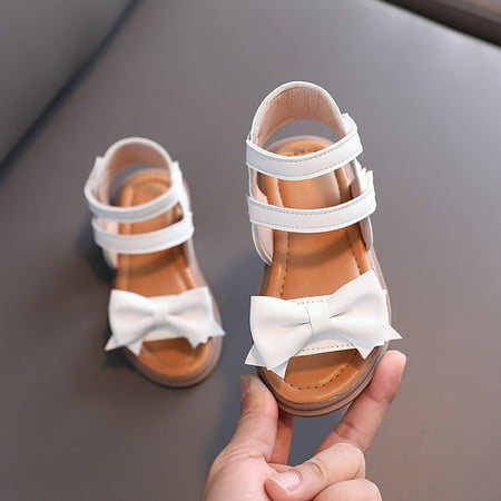 

Girls Casual Breathable Sandals With Bow Soft Sole Hook And Loop Fastener Shoes For Walking