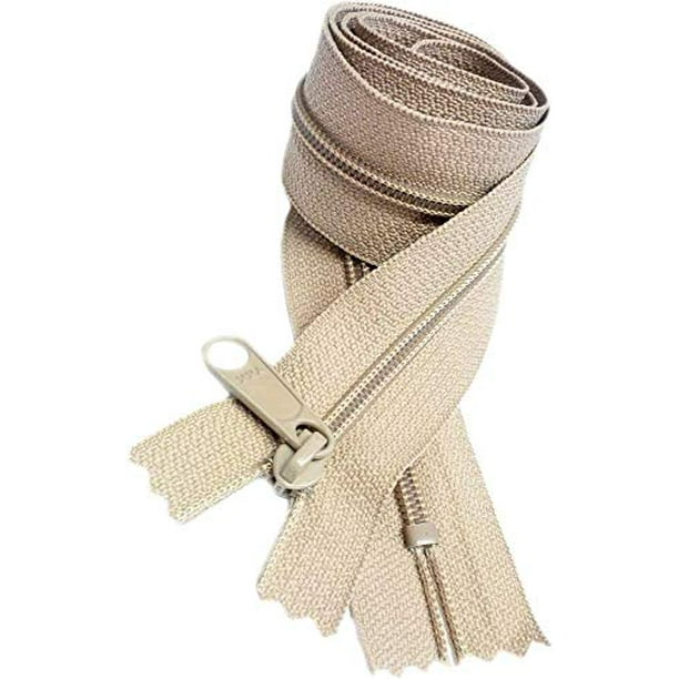 Nylon Coil YKK Beige 4.5 Handbag Zippers with Long Pull Slider Closed Bottom Color Beige