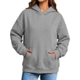 thumbnail image 6 of Oiangi Oversized Hoodie for Women Long Sleeve Pullover Sweatshirts Casual Basic Cozy Pockets Sweatshirt for Fall Winter Gray M, 6 of 6