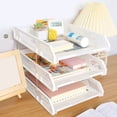 thumbnail image 3 of 3 Tier Stackable Letter Tray Desk Paper Organizer Plastic File Document Storage Rack for Home Office School, 3 of 7