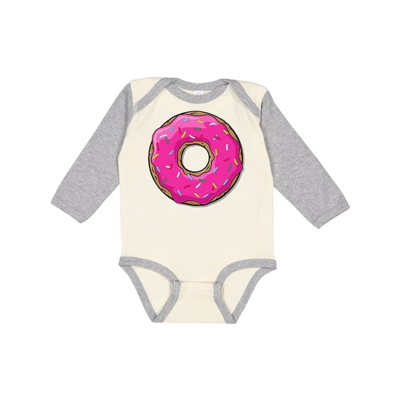 Inktastic Pink Donut with Sprinkles Boys or Girls Long Sleeve Baby Bodysuit