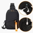 thumbnail image 5 of Bolsa pectoral impermeable multifuncional negra para hombre, mochila bandolera de gran capacidad de 31×18×9 cm con correa ajustable, puerto para auriculares y múltiples bolsillos para viajes, 5 of 5