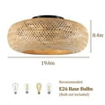 thumbnail image 4 of 19 Inch Rattan Ceiling Fan with Remote Control, Dimmable LED Light, 7 Blades, Ultra Quiet Reversible DC Motor for Bedroom Living Room, 4 of 8