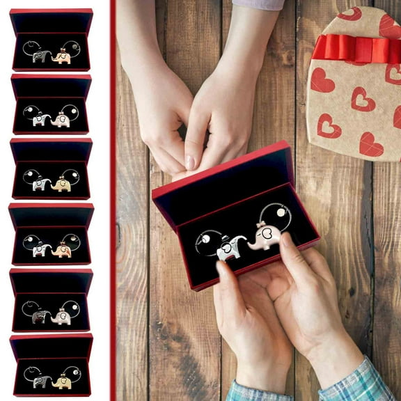 Aihimol 2pcs Lovely Elephant Keychain,Stainless Steel Kissing Elephant Sweet Keychain Magnetic Key Ring For Bestie Mom Couple Valentine's Day Christmas Wedding Gift