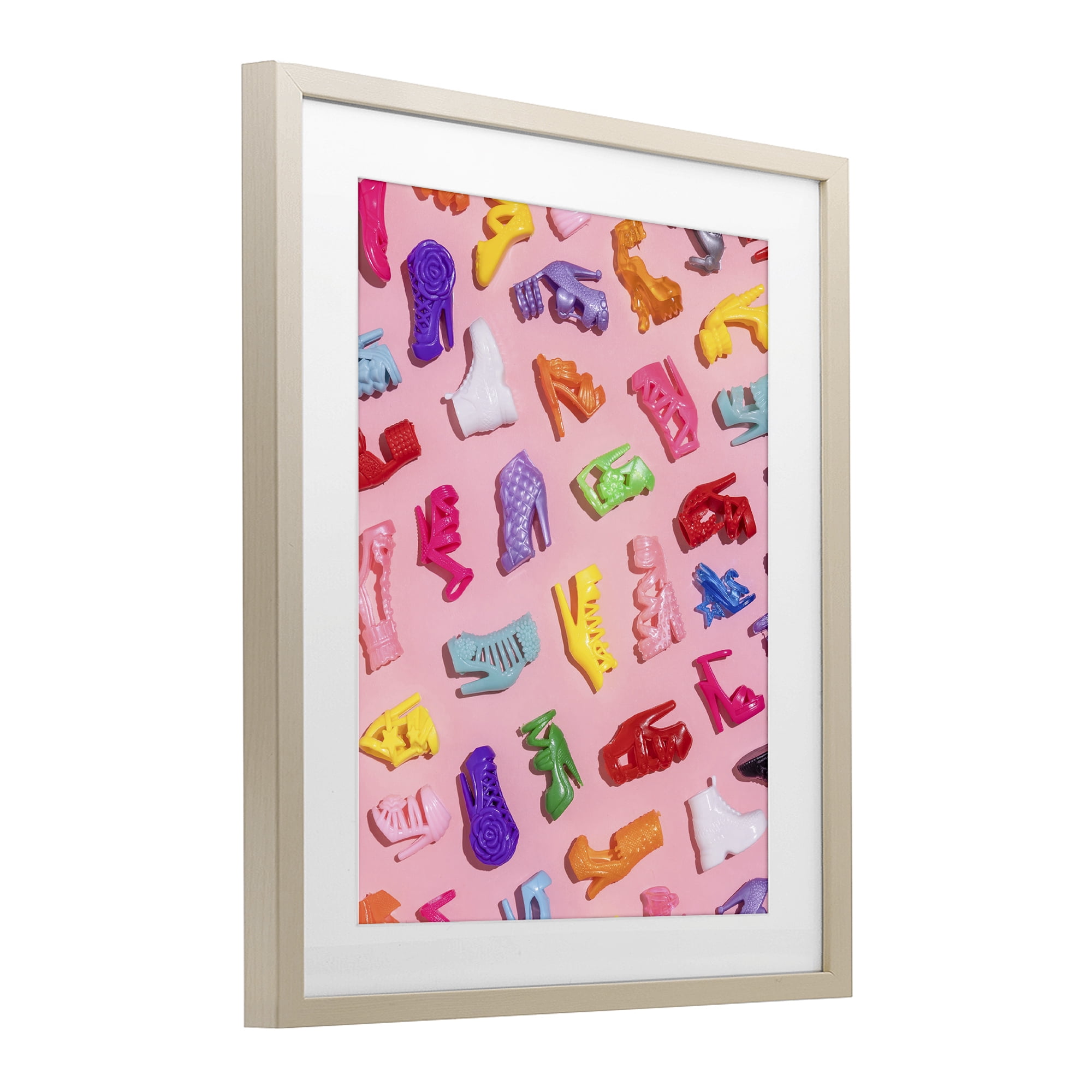 Stupell Industries Tiny Colorful Doll Shoes Birch Framed Print Under Glass, design by LISH Creative