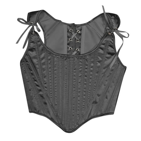 JULMCOMO Corset Shapewear Ruffle Trim Bustier Tops for Women Retro Zip Push Up Corsets Waist Trainer Strapless Lingerie Tubes Black 2XL