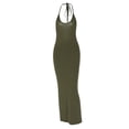 thumbnail image 1 of VISgogo Vestido de cuello halter sin mangas para mujer, vestido de fiesta de cóctel largo de corte bajo de una sola pieza con lazo sin espalda de color sólido VISgogo  moda, 1 of 2