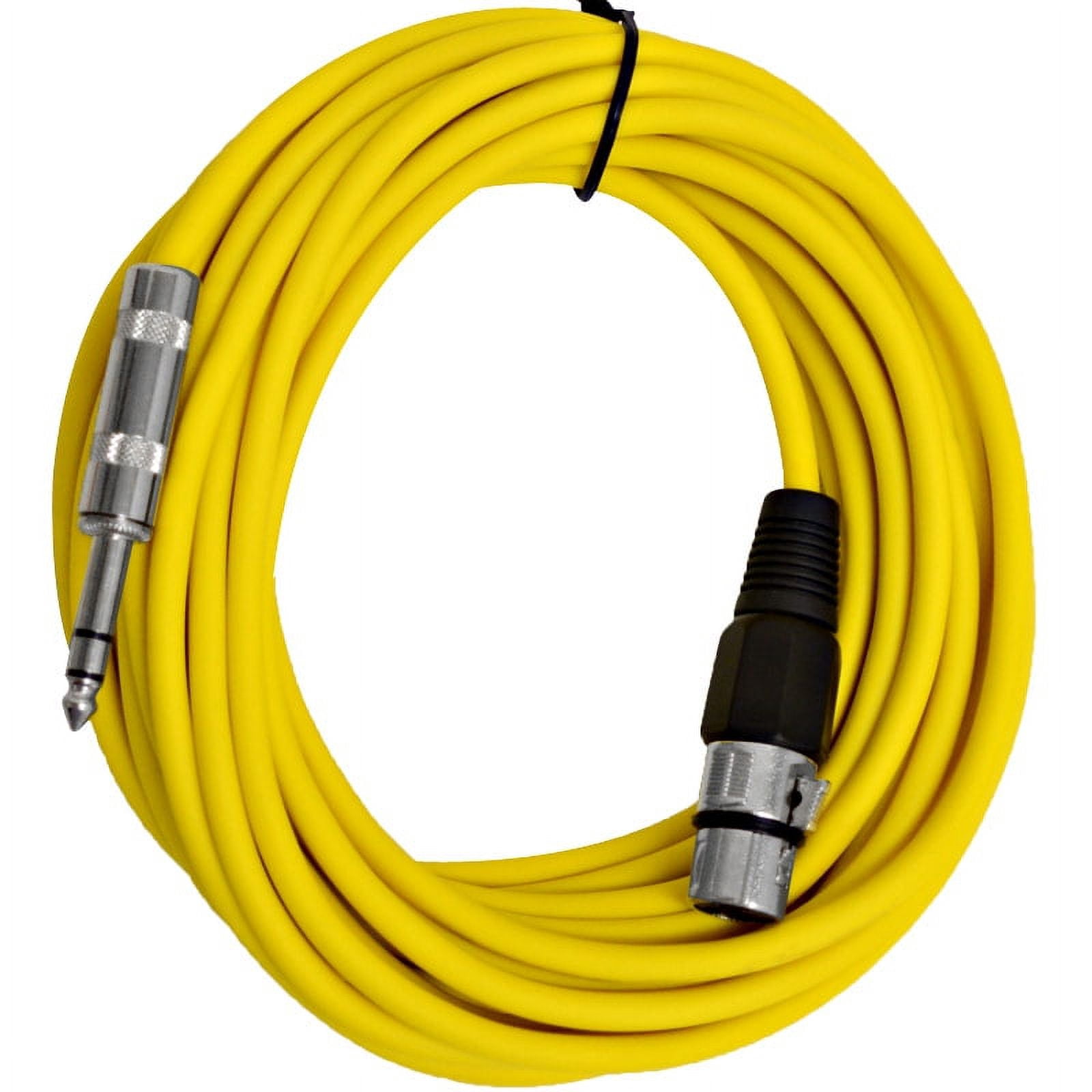 Seismic Audio  - 6 Pack of Yellow 25 Ft XLR Female to 1/4" TRS Patch Cables Yellow - SATRXL-F25Yellow-6Pack