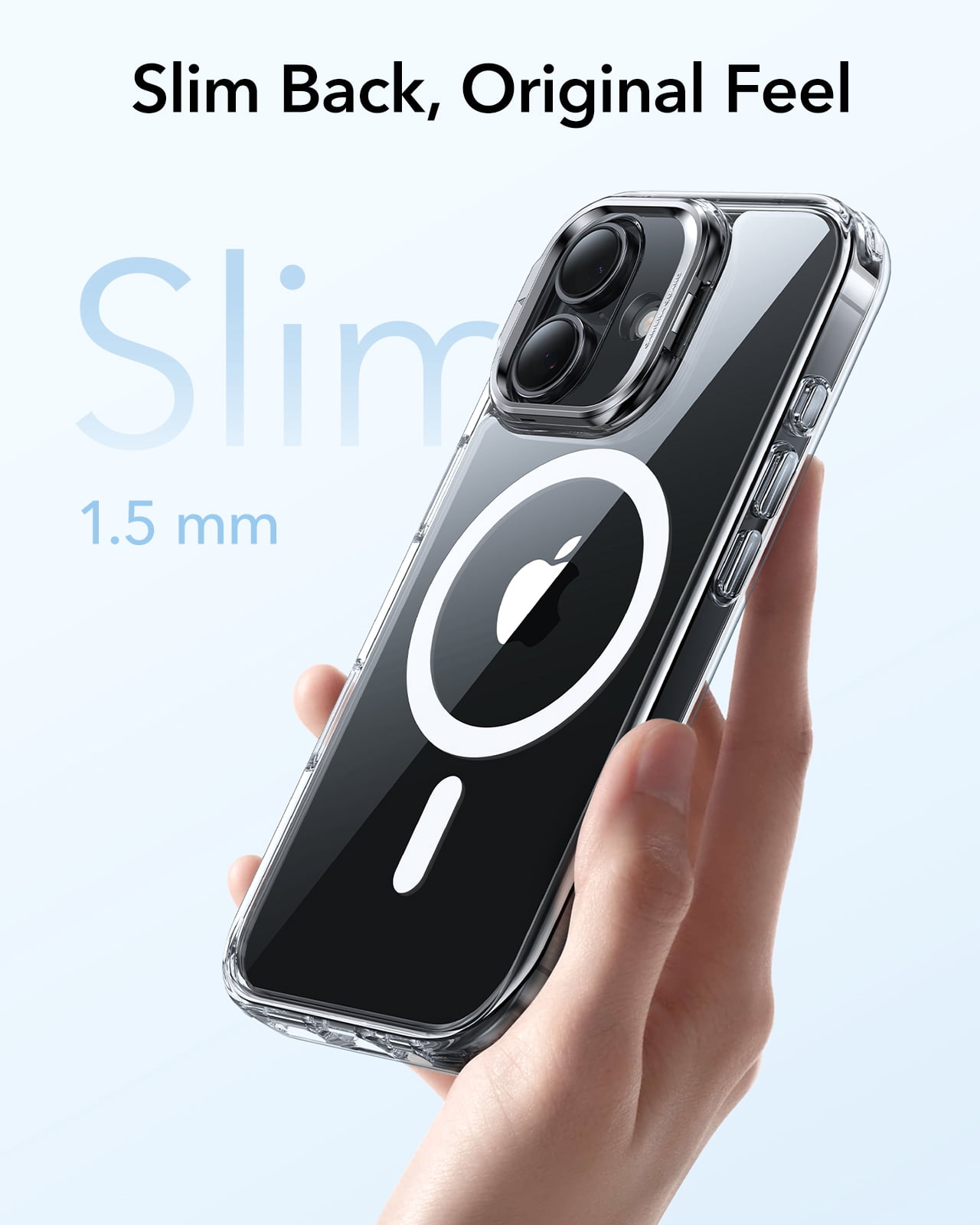 ESR Magnetic Case with Stash Stand Compatible with iPhone 17, Military-Grade Drop Protection & Camera Control Cover, MagSafe Compatible Scratch-Resistant, Clear