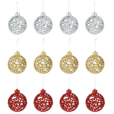 

12pcs Hollow-out Ball Pendant Hanging Pendant Xmas Tree Pendants Hanging Decors