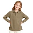 thumbnail image 6 of Girl's Long Sleeve Polo Shirt Stretch Pique Polo Shirts School Uniform Camel,10-11 Years, 6 of 8