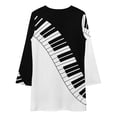 thumbnail image 3 of Black And White Piano Keyboard Loose Dress Evening Dress Summer Dresses for Women Luxury Dress Long Sleeved Dress, 3 of 4