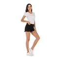 thumbnail image 7 of Junior's High Waisted Frayed Stretch Denim Shorts Jean Plus Size Soft Touch Fray Hem Denim Short M-3XL Black, 7 of 7