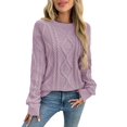 thumbnail image 3 of Women'S Oversized Cable Knit Crewneck Sweaters Light L, 3 of 9