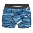 thumbnail image 4 of Goofa Sharks on White Blue Striped Printed Men's Boxer Briefs Underwear, Moisture-Wicking Underwear, Trunk,Soft and Breathable Cotton Underwear-, 4 of 9