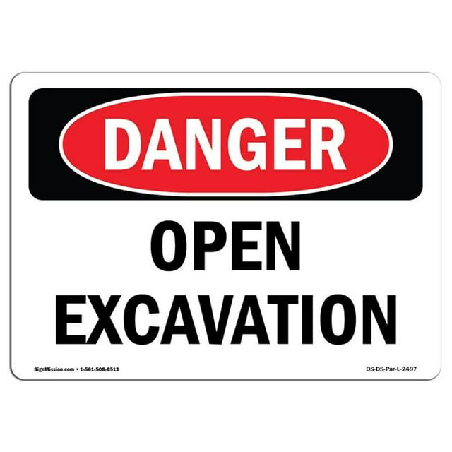 SignMission OS-DS-A-1218-L-2497 12 x 18 in. OSHA Danger Sign - Open Excavation