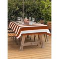 thumbnail image 3 of Outdoor Tablecloth with Umbrella Hole and Zipper, Burnt Orange Stripe Waterproof Patio Tablecloth for Dining 60''x84'', Farmhouse Striped Abstract Art Wipeable Table Cover for Picnic BBQ Party Patio, 3 of 9