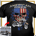 thumbnail image 2 of Motorcycle Personalized T-shirt, Biker custom photo t-shirt, funny t-shirt gift for bikers Print on the back, American Biker T-shirt (BK171-Biker), 2 of 5