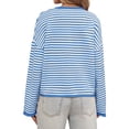 thumbnail image 4 of Button Down Long Sleeve Lightweight Crewneck Casual Knit Striped Cardigan, 4 of 7