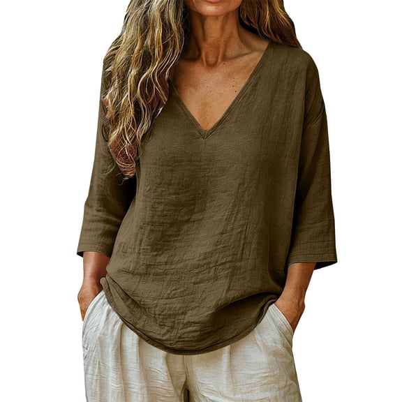 Breathable Linen Tops for Women Beach Vacation Flowy Summer Outfit